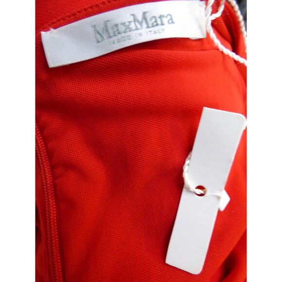 $695 MaxMara Siren Red Ruched Vneck Jersey Lusso Sheath Dress 42 US 8 NEW - Picture 15 of 16